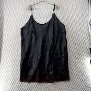 Lilac London 3X Chemise Black Red Lace Trim Sleeveless Lingerie Sleepwear‎